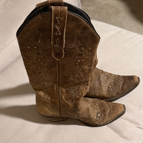 Dan Post Women’s 7M Brown Distressed Leather Cowboy Boots Western - Picture 6 of 6
